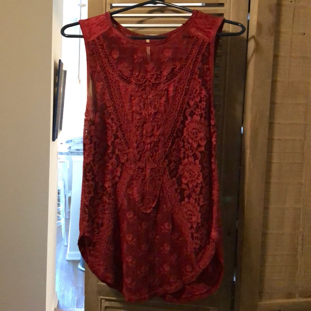 Free people red crochet top